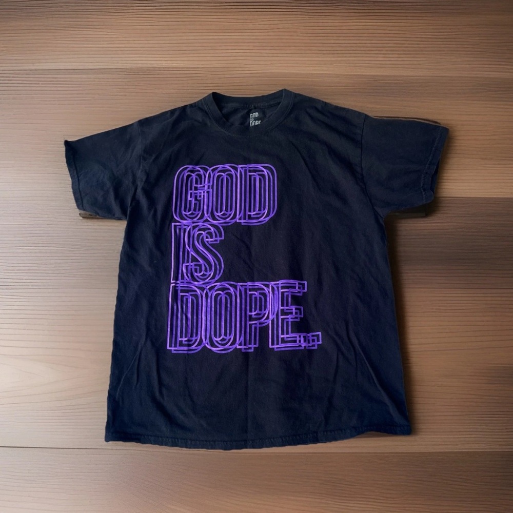 Lot Of 2 God is Dope Men's T-Shirt Size Large Black Purple